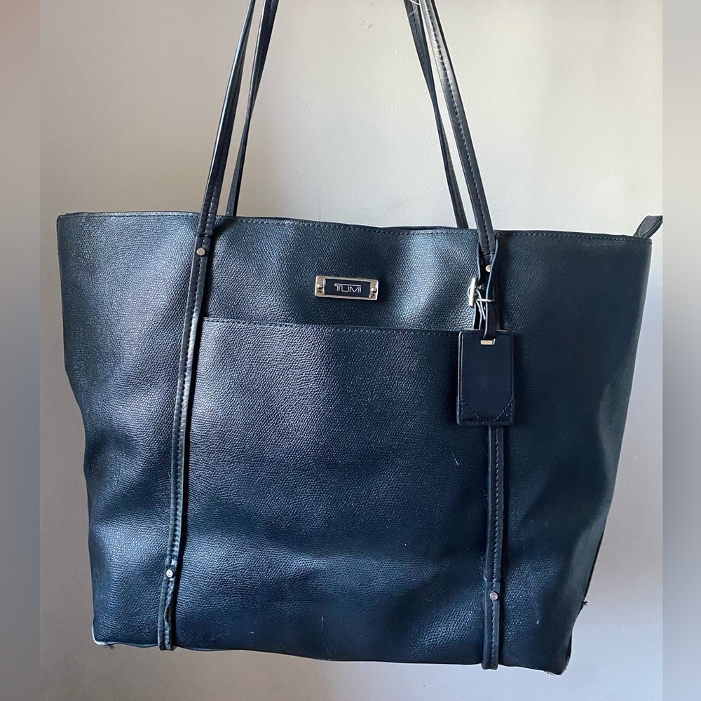 Tumi Black Leather Tote Bag